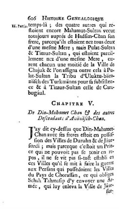 Chapitre V. De Din-Mahamet Chan & des autres Descendants d'Avänäsch-Chan