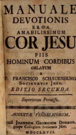 Manuale Devotionis Erga Amabilissimum Cor Jesu