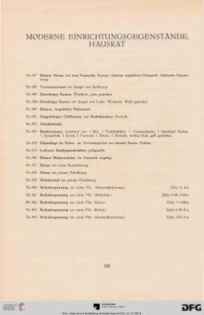 Moderne Einrichtungsgegenstände – Hausrat (Nr. 847-864)