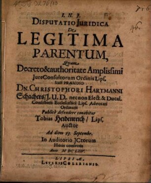 Disp. ... de legitima parentum