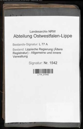Die Registratur der Regierung (Unterbringung, Ordnung, Papiermaterial)