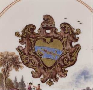 Koppchen und Unterschale mit Wappen Morosini und Landschaftsszenen — Unterschale
