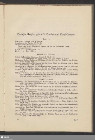 Benutzte Archive, gedruckte Quellen und Darstellungen
