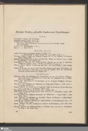 Benutzte Archive, gedruckte Quellen und Darstellungen
