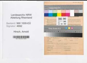 Entnazifizierung Arnold Hirsch, geb. 05.01.1890 (Steuersekretaer)