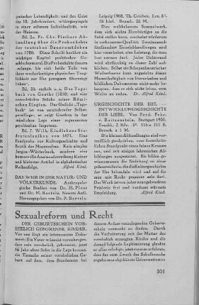 Sexualreform und Recht DER GEBURTSSCHEIN VOREHELICH GEBORENER KINDER.