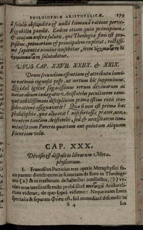 Cap. XXX. Divisio & dispositio librorum Metaphysicorum.