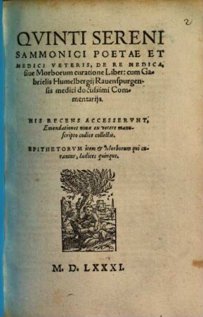 De re medica ... liber
