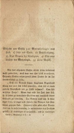 Wilhelm von Schütz zur Morphologie 2tes Heft