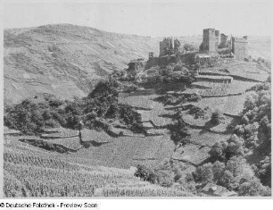 Oberwesel. Burgberg mit Schönburg (um 1100/1149, 1689 Zerstörung, 1895/1901 teilweiser Wiederaufbau)