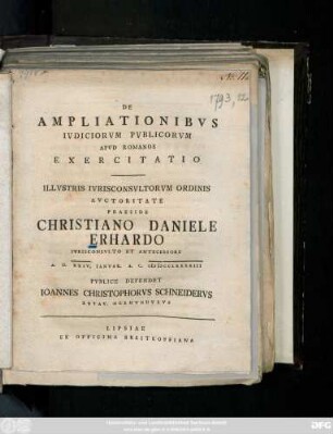 De Ampliationibvs Ivdiciorvm Pvblicorvm Apvd Romanos Exercitatio