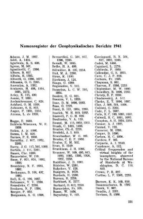 Namenregister der Geophysikalischen Berichte 1941