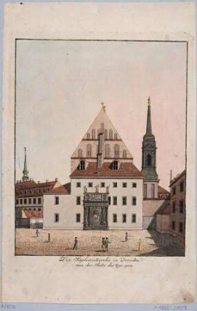 Die alte Sophienkirche nach Osten, 1868 umgebaut, mit dem Goldenen Tor am Westportal (Renaissancetor, bis 1737 an der Schlosskapelle)