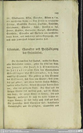 Lebensart, Charakter und Beschäftigung der Grönländer