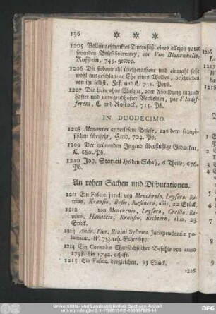 An rohen Sachen und Disputationen.