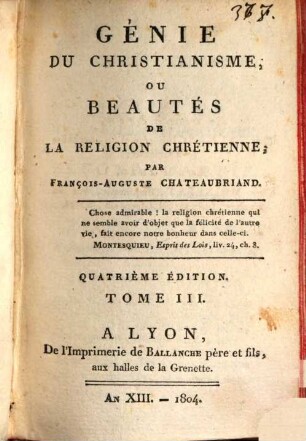 Génie du christianisme, ou beautés de la religion chrétienne, 3