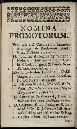 Nomina Promotorum.