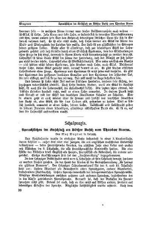 Schulpraxis : Sprachliches im Anschluß an Bötjer Basch von Theodor Storm