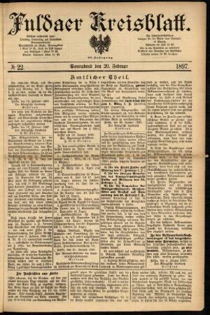 Erste Ausgabe vom Samstag, den 20. Februar 1897.