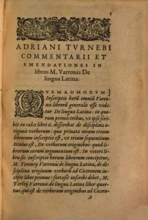 Adriani Tvrnebi Commentarii Et Emendationes In libros M. Varronis De lingua Latina