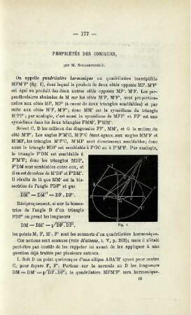 PROPRIÉTÉS DES CONIQUES.