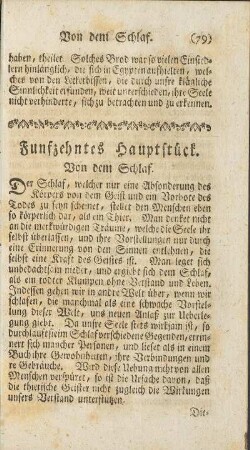 Funfzehntes Hauptstück. Von dem Schlaf.