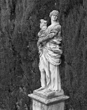 Garten der Villa Capponi — Schwimmbecken — Statue