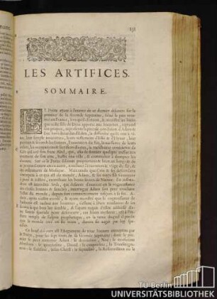 Les Artifices. Sommaire.