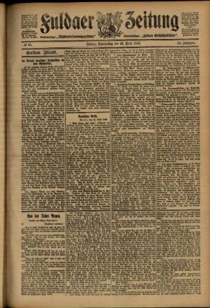 Erste Ausgabe vom Donnerstag, den 26. April 1906.