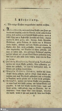 I. Abtheilung. Vorarbeiten