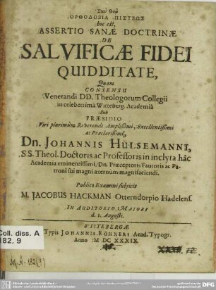 Orthodoxia pisteōs hoc est assertio sanae doctrinae de salvificae fidei quidditate