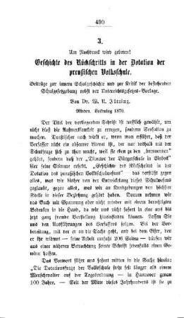 Geschichte des Rückschritts in der Dotation der preußischen Volksschule
