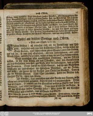Epistel am dritten Sontage nach Ostern. 1 Petr. am 2 Capit. v. 11-20.