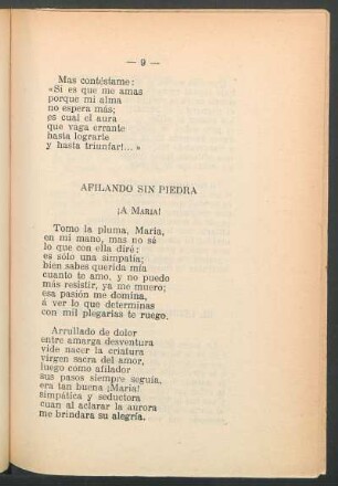 Afilando sin piedra : ¡A María!