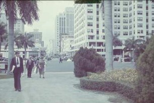 Reisefotos USA. Straßenbild mit Ausleger von "Hollywood homes" in Miami