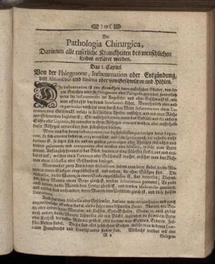 Die Pathologia Chirurgica, Darinnen alle euserliche Kranckheiten des menschlichen Leibes erkläret werden