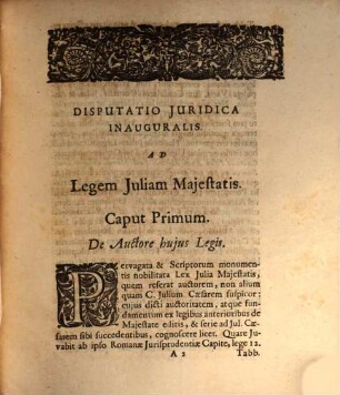Disp. iur. inaug. ad Legem Iuliam maiestatis