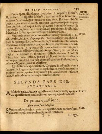 Secunda Pars Disputationis.