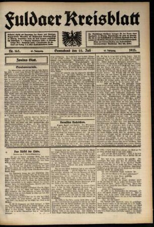 Zweite Ausgabe vom Samstag, den 22. Juli 1911.