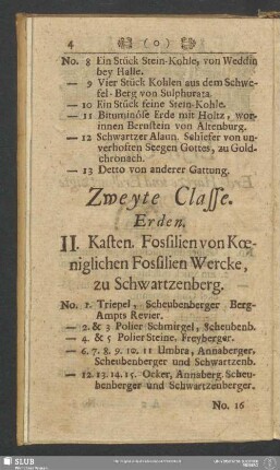 Zweyte Classe. Erden