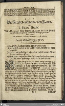 Die I. Trauer-Predigt