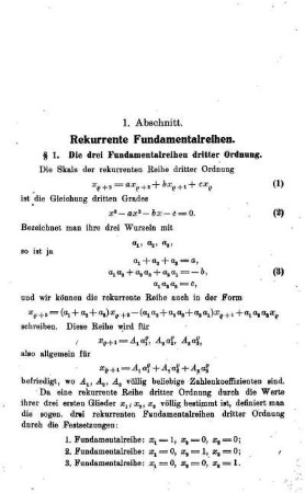 1. Abschnitt - Rekurrente Fundamentalreihen.