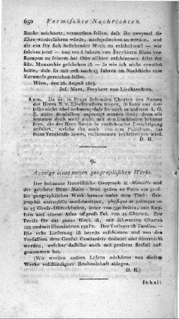 Anzeige einen neuen geographischen Werks