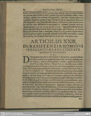 Articulus XXIII. De Resistentia Hominis Irregeniti & Languiditate Hominis Regeniti