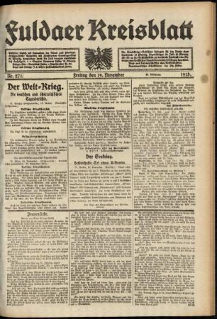 Ausgabe vom Freitag, den 19. November 1915.