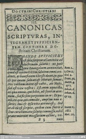 III. Canonicas Scriptura, Integram Et Sufficientem Continere Doctrinam Christianam