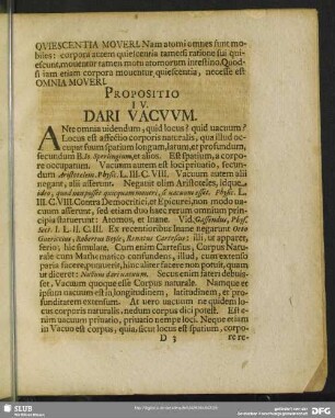 Propositio IV. Dari Vacuum