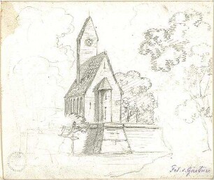 Gärtner, Friedrich von; Reisezeichnungen - Giesinger Kirche (Perspektive)