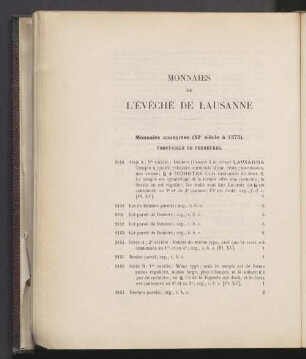 Monnaies de l'évéché de Lausanne