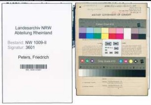 Entnazifizierung Friedrich Peters , geb. 05.02.1890 (Schuhmacher)